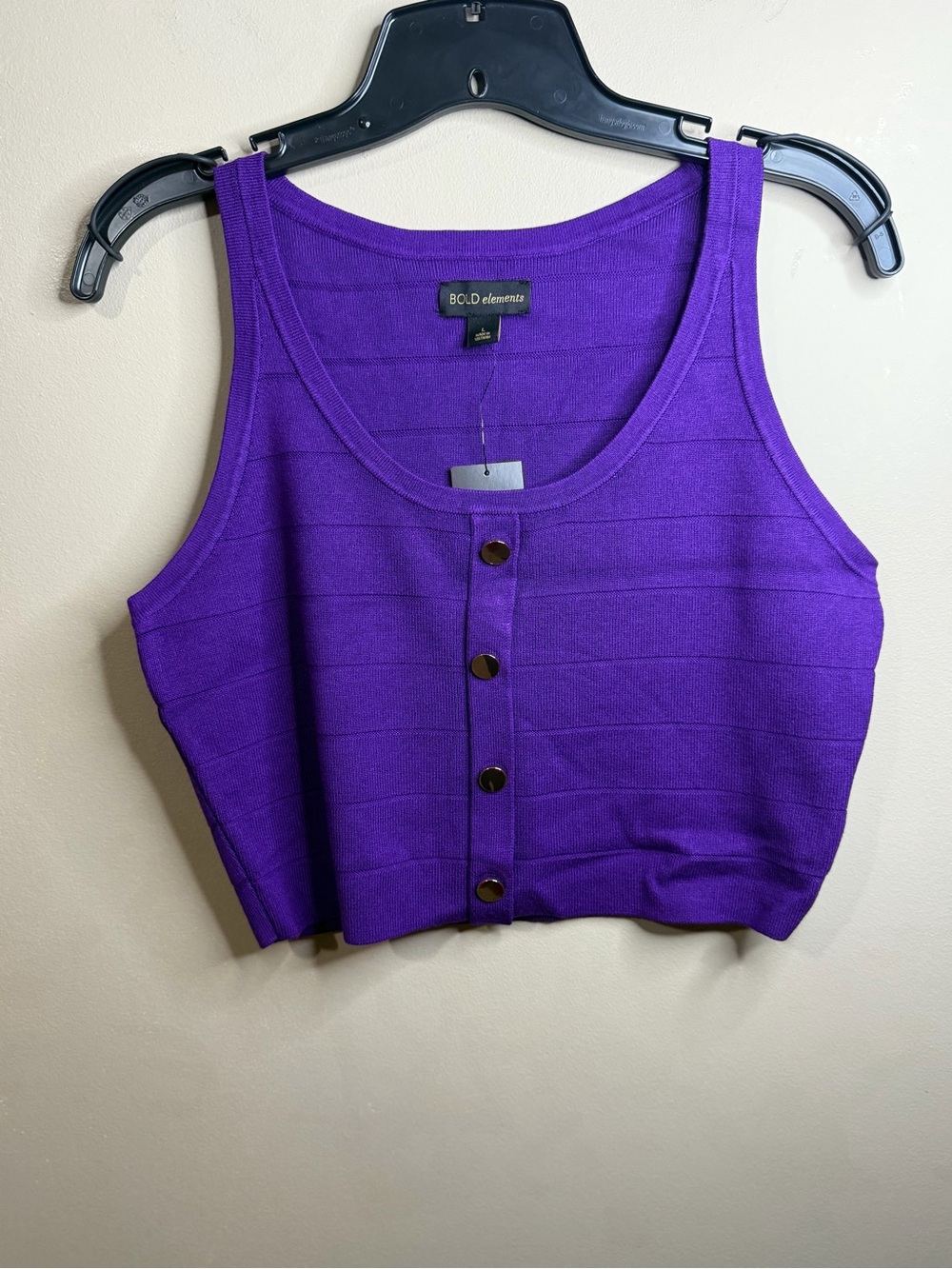 BOLD elements Women's Purple Two-Piece Ribbed Knit Tank Top and Button-Front Ski